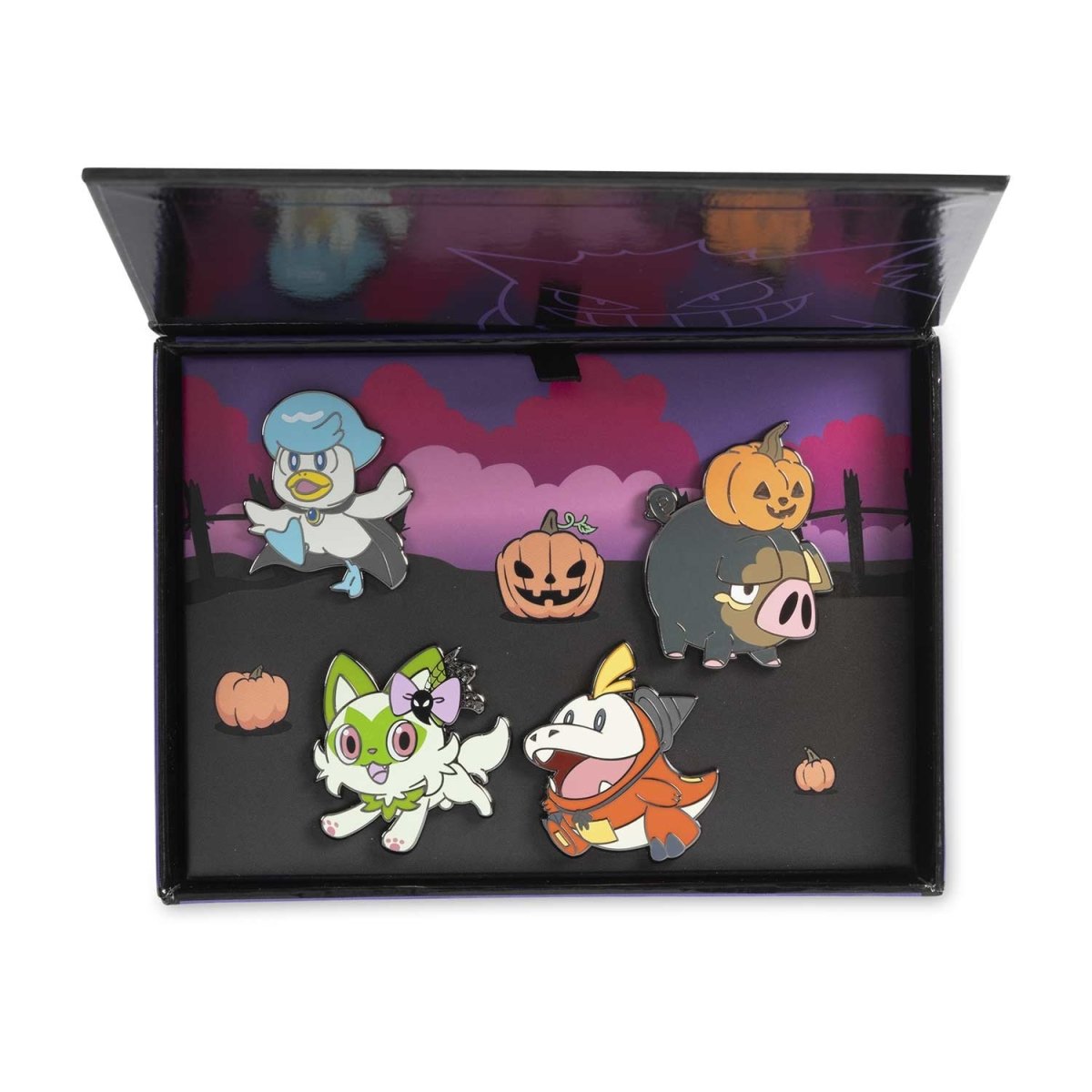Sprigatito, Fuecoco, Quaxly & Lechonk Pokémon Halloween Pin Box Set (4-Pack)