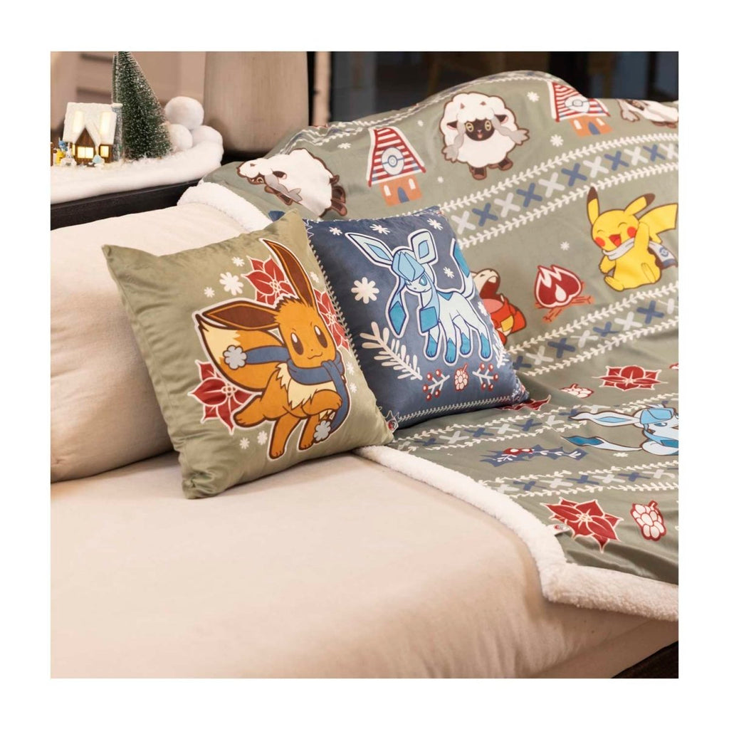 Eevee Pokémon Holiday Green Throw Pillow Case