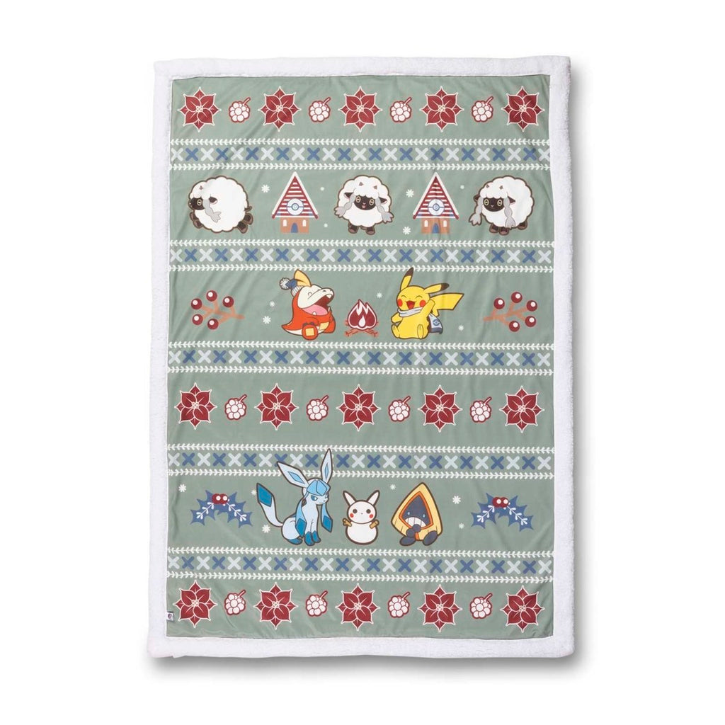 Pikachu, Fuecoco & Friends Pokémon Holiday Green Throw Blanket