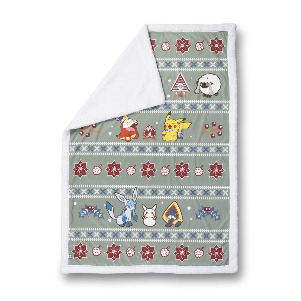 Pikachu, Fuecoco & Friends Pokémon Holiday Green Throw Blanket