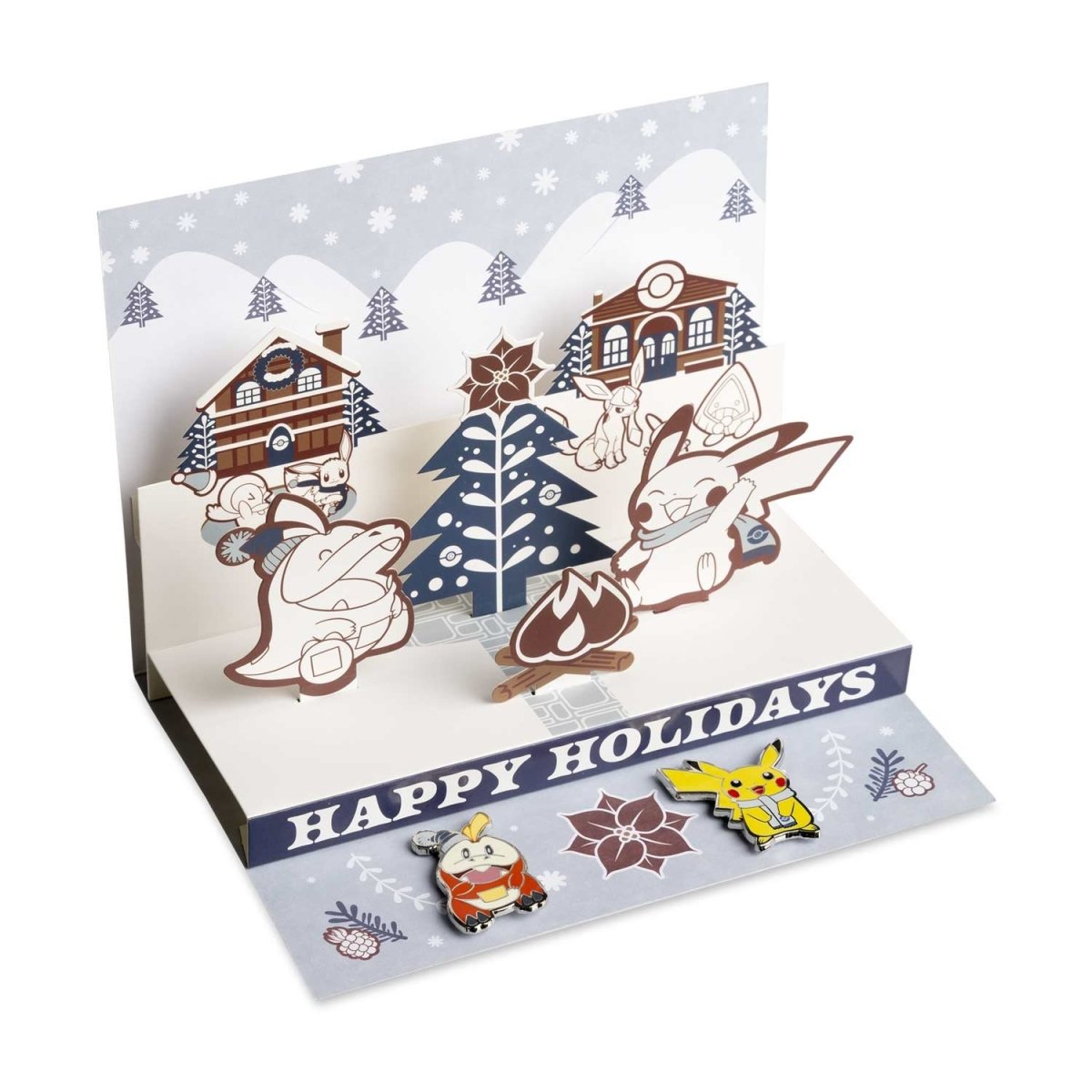 Pikachu & Fuecoco Pokémon Holiday Pins & Pop-Up Greeting Card