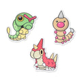 Caterpie, Weedle & Wurmple Stickers (3-Pack)