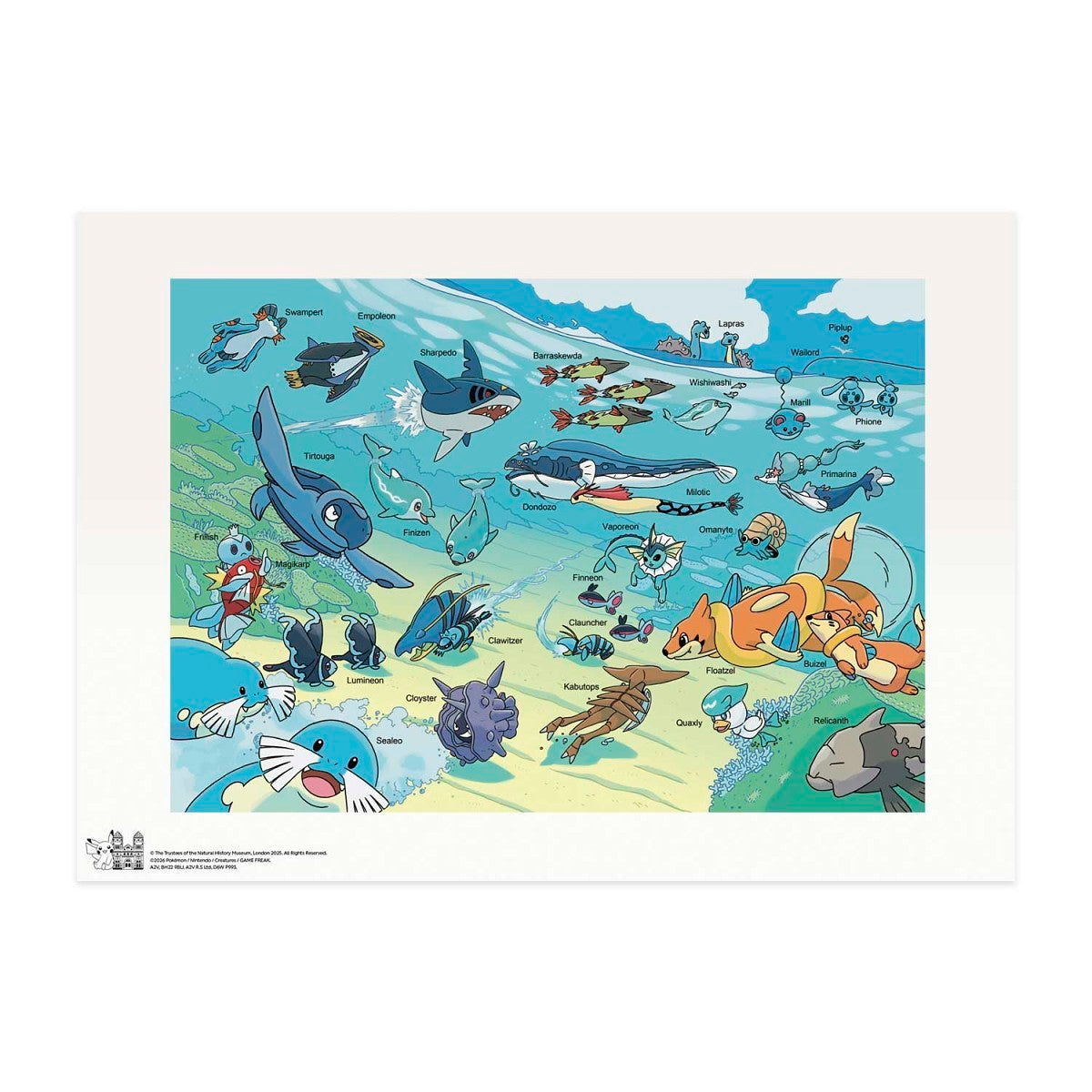 Pokémon × Natural History Museum: Pokémon In Water Print