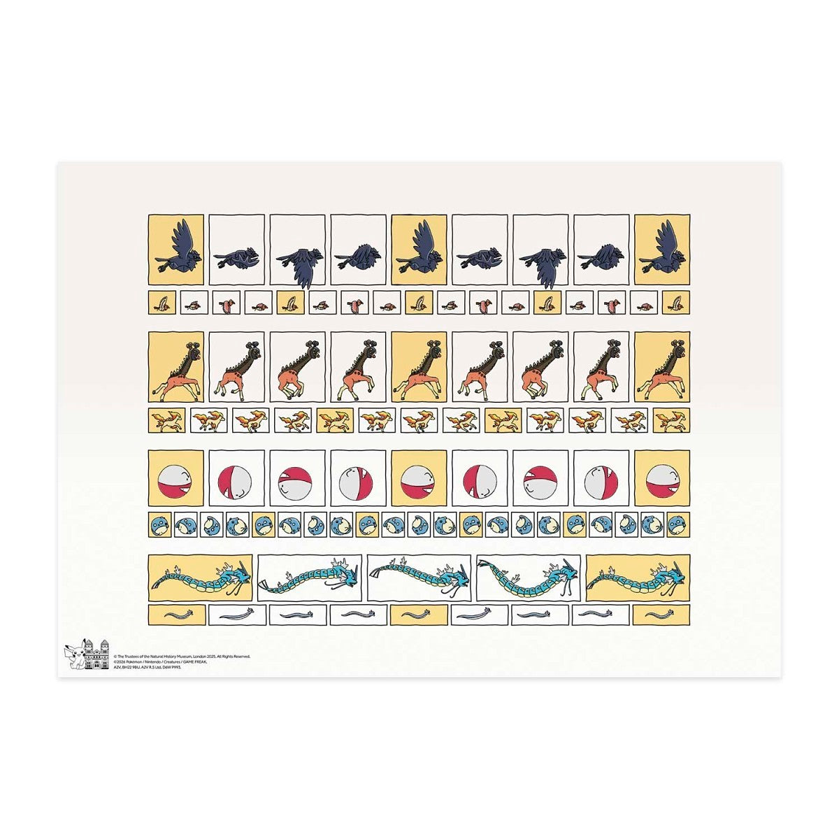 Pokémon × Natural History Museum: Size & Movement Of Pokémon Print