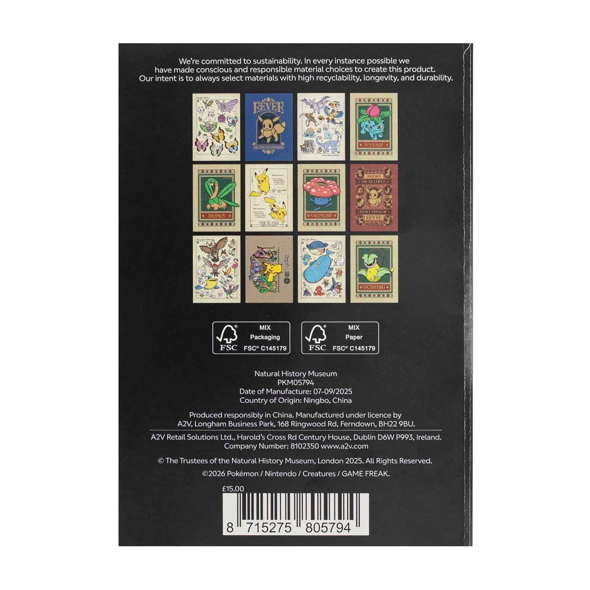Pokémon × Natural History Museum: Postcard Book (12-Pack)