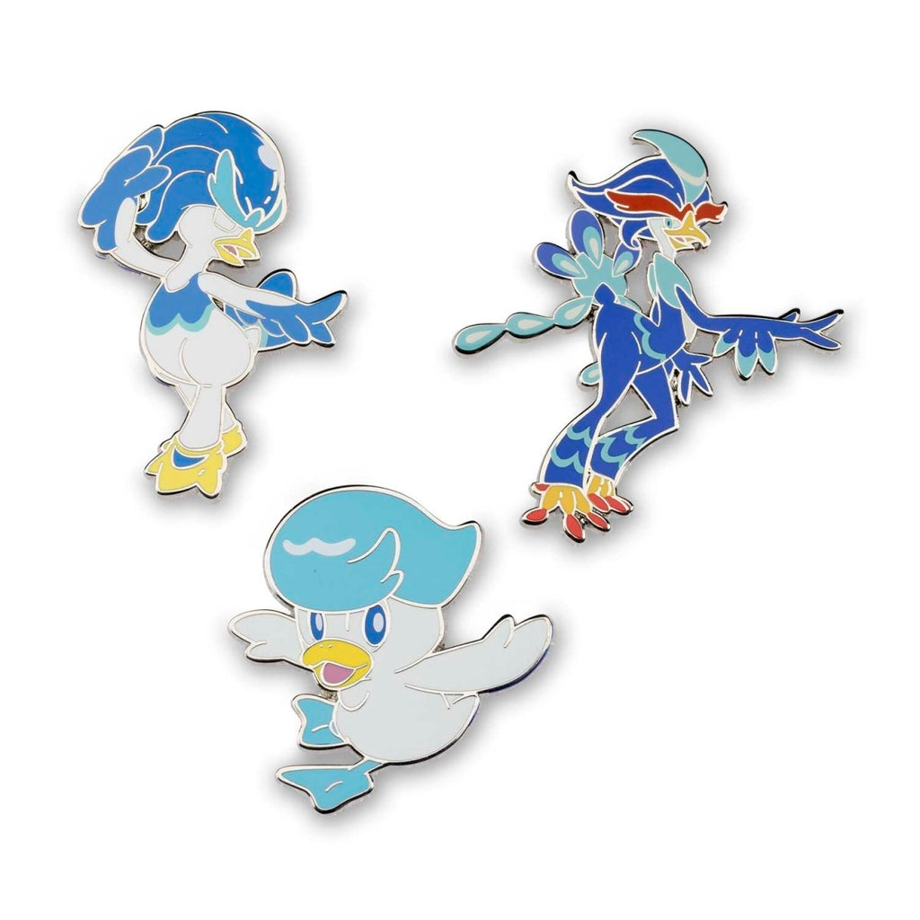 Quaxly, Quaxwell & Quaquaval Pokémon Pins (3-Pack)