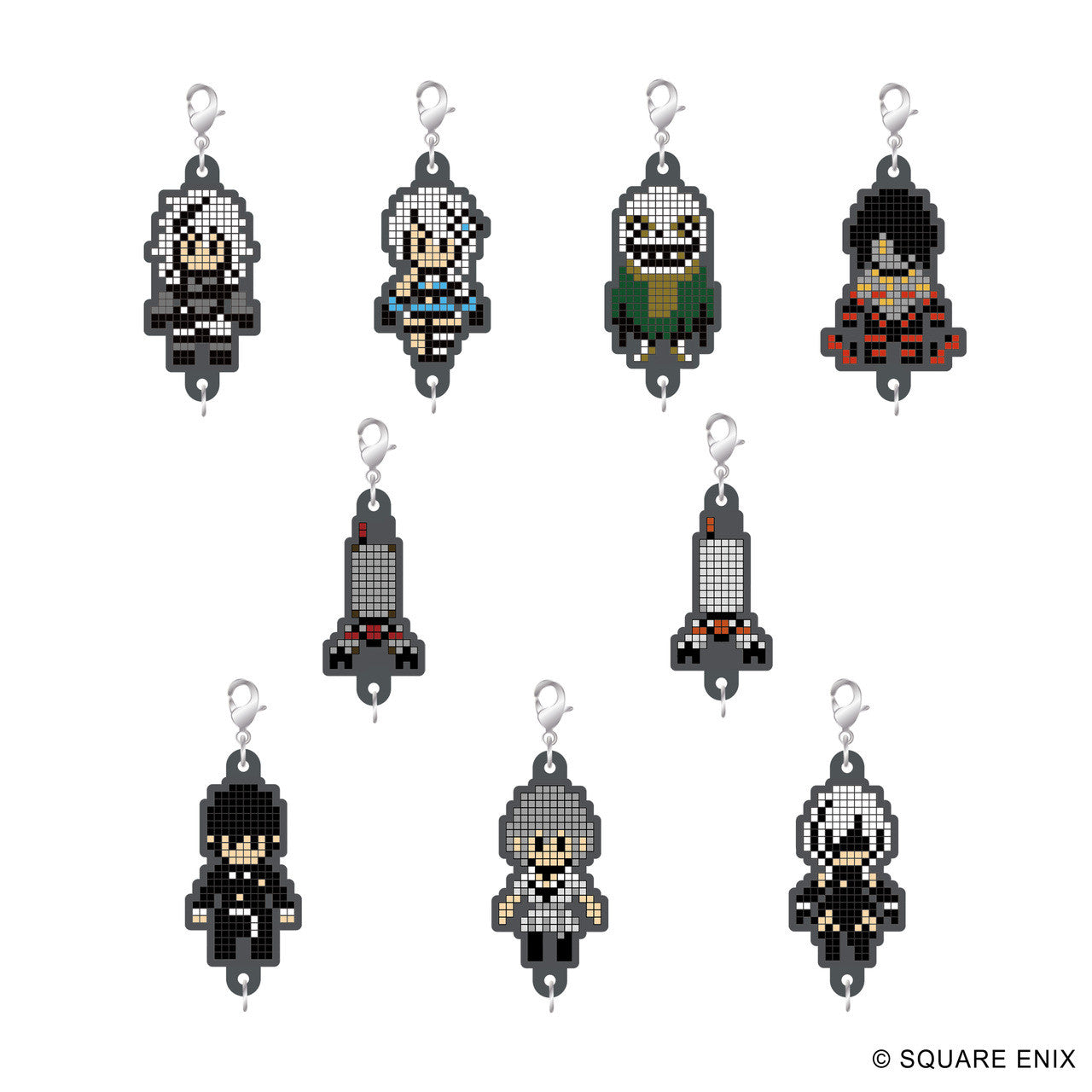 NieR Series Rubber Strap Collection Pixel Art Ver. Vol. 1 display