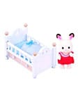 Sylvanian Families Chocolate bunnies baby with baby cot figure Epoch Toys