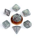 FanRoll Mini Dice Set Stardust Gray with Silver Numbers 7 FanRoll