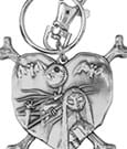 Nightmare before Christmas Metal Keychain Jack and Sally in Heart Monogram Int.