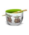 Star Wars The Mandalorian Ramen Bowl with Chopsticks Grogu Stor