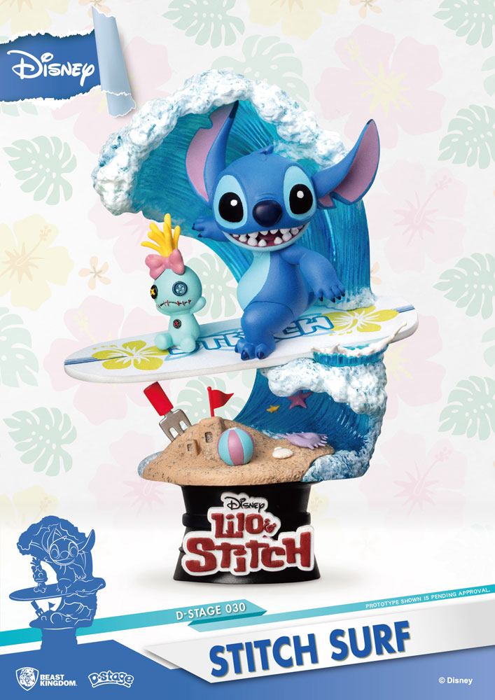Disney Summer Series D Stage PVC Diorama Stitch Surf Beast Kingdom Toys
