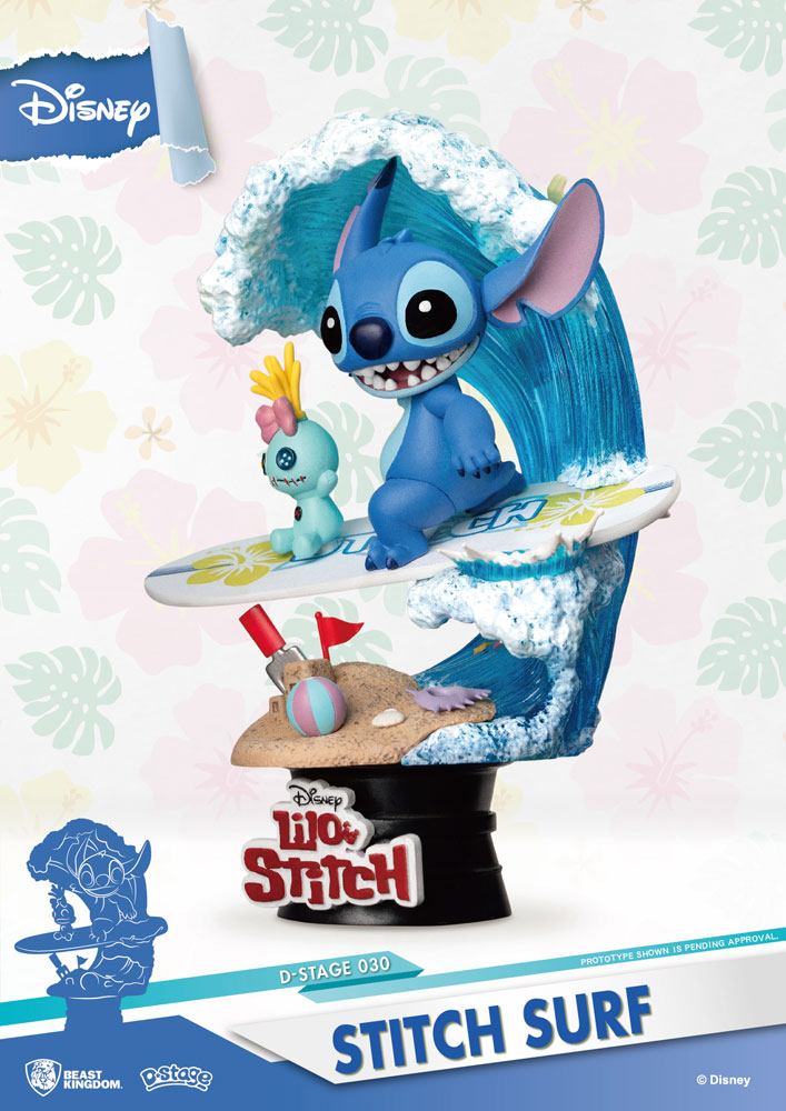 Disney Summer Series D Stage PVC Diorama Stitch Surf Beast Kingdom Toys