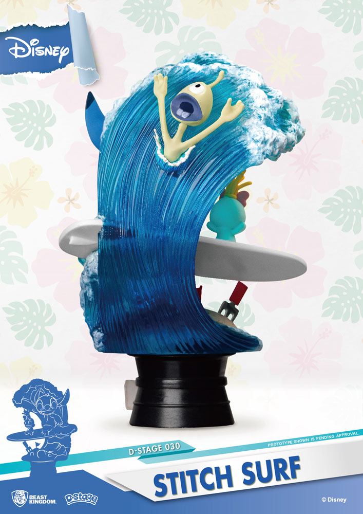 Disney Summer Series D Stage PVC Diorama Stitch Surf Beast Kingdom Toys