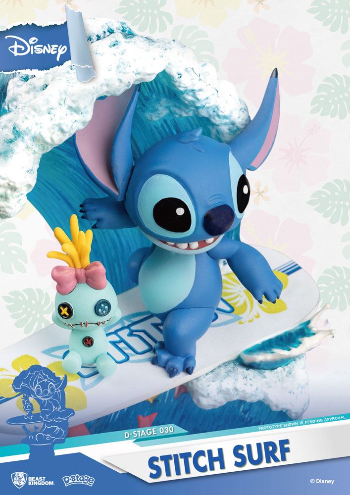Disney Summer Series D Stage PVC Diorama Stitch Surf Beast Kingdom Toys