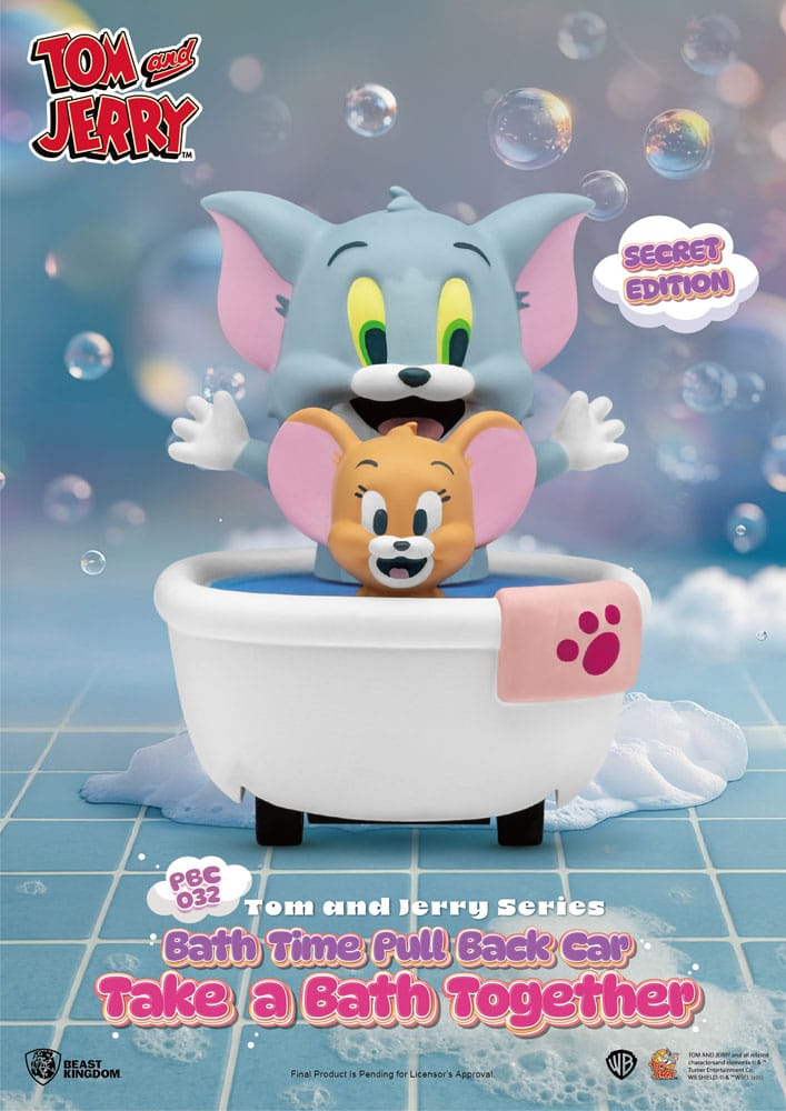 Tom & Jerry Pull Back Cars Bath Time Blind Box 6 Pack Beast Kingdom Toys