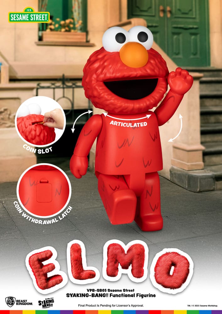 Sesame Street Syaking Bang Vinyl Piggy Bank Elmo Beast Kingdom Toys