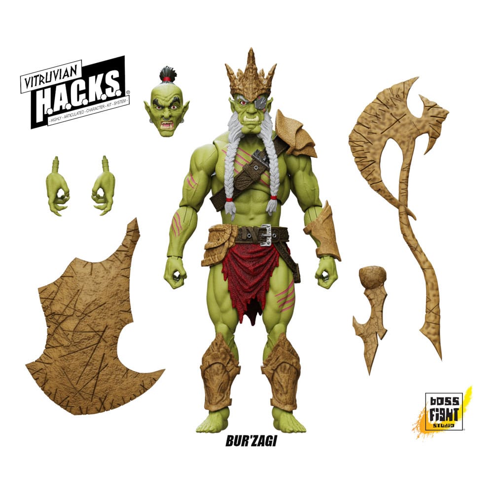 Vitruvian H.A.C.K.S. Action Figure Mighty Orc Sovran Bur'Zagi Boss Fight Studio
