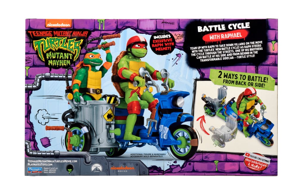 Teenage Mutant Ninja Turtles Mutant Mayhem Action Figure Raphael & Scooter with Sidecar Playmates