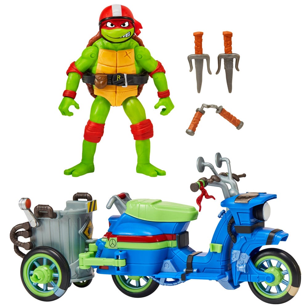 Teenage Mutant Ninja Turtles Mutant Mayhem Action Figure Raphael & Scooter with Sidecar Playmates