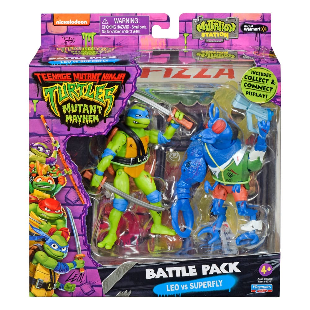 Teenage Mutant Ninja Turtles Action Figures Leonardo vs. Super Fly Playmates