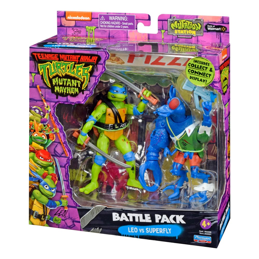 Teenage Mutant Ninja Turtles Action Figures Leonardo vs. Super Fly Playmates