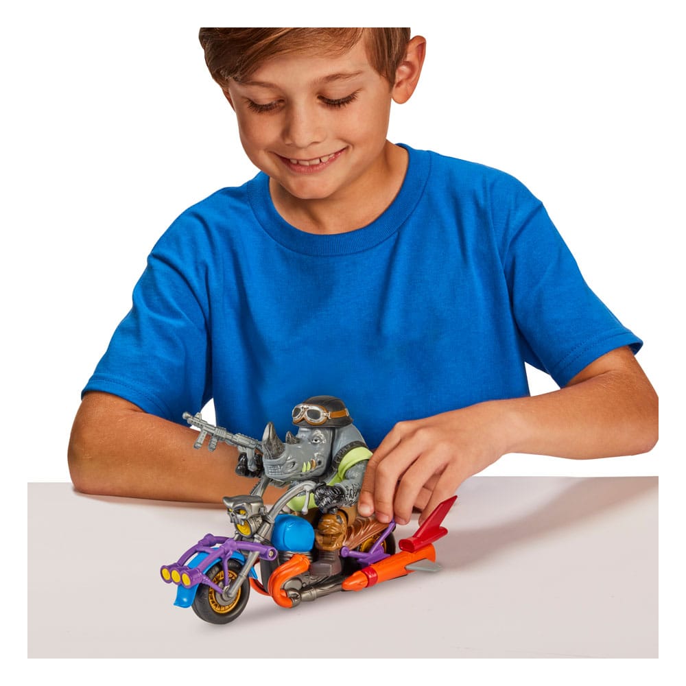 Teenage Mutant Ninja Turtles Action Figure with Vehicle Rocksteady & Chopper Playmates