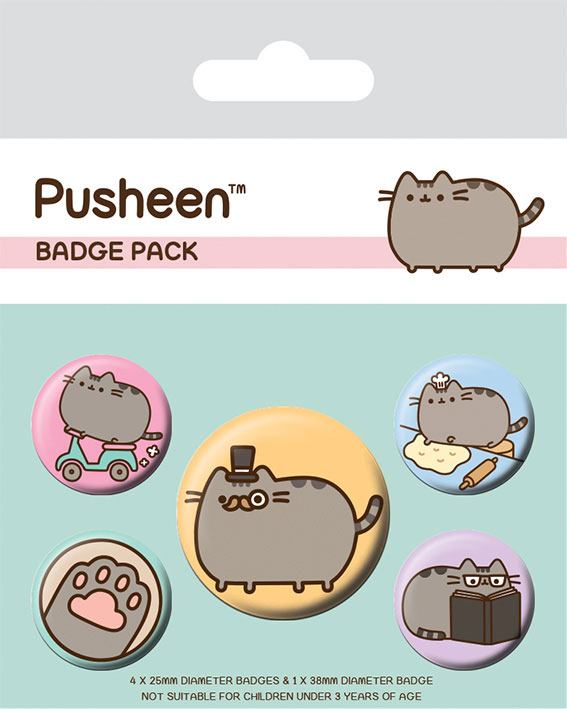Pusheen Pin Back Buttons 5 Pack Fancy Pyramid International