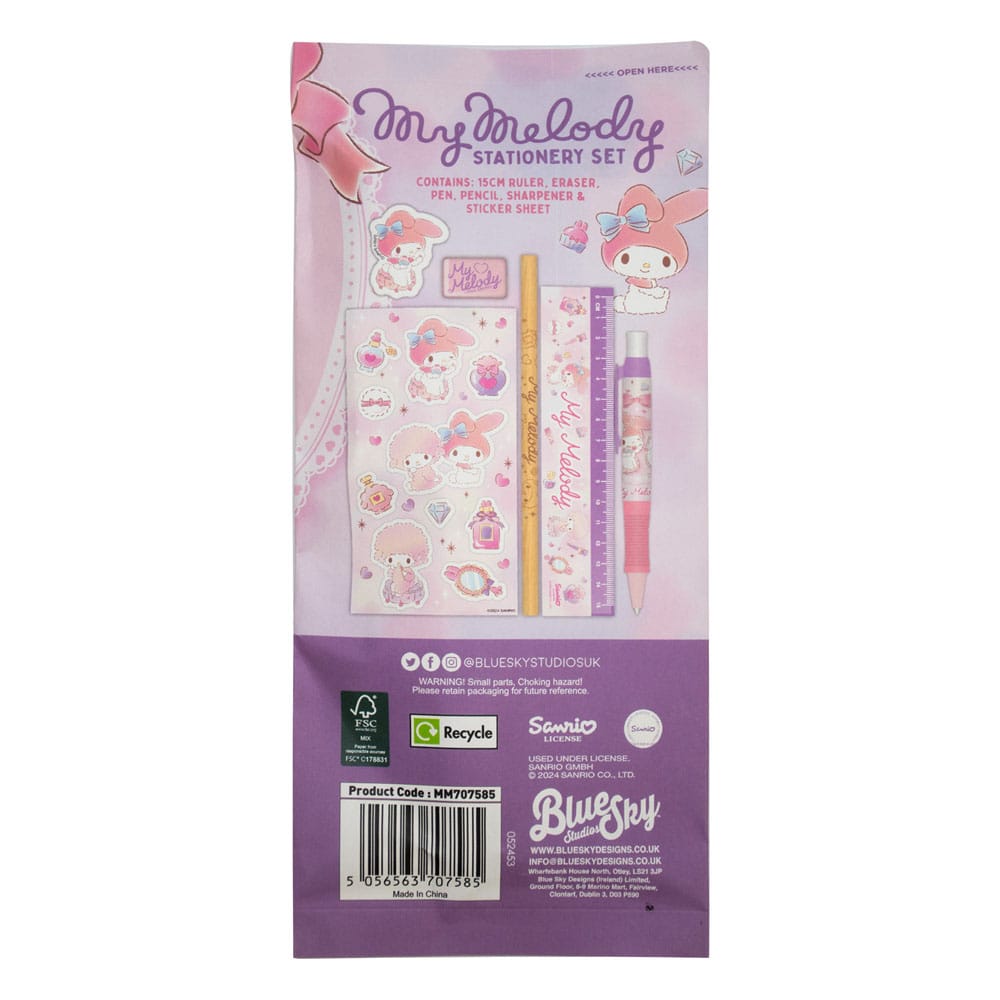 Sanrio Stationery Set 6 Pack My Melody Blue Sky Studios