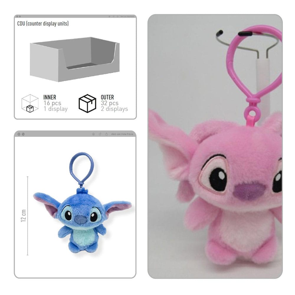 Lilo & Stitch Plush Keychains Assortment 24 Cerdá