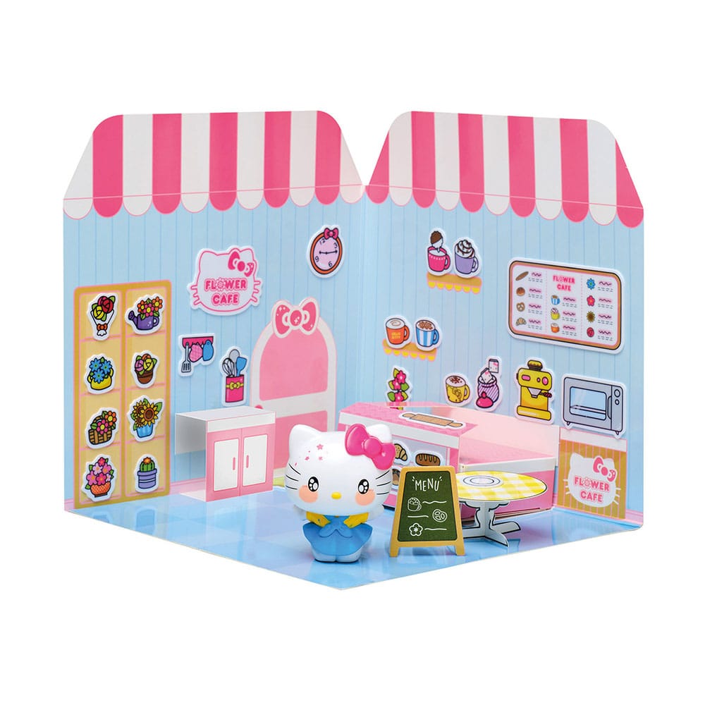 Hello Kitty and Friends Mini figure Sticker House Hello Kitty Flower Café Comansi