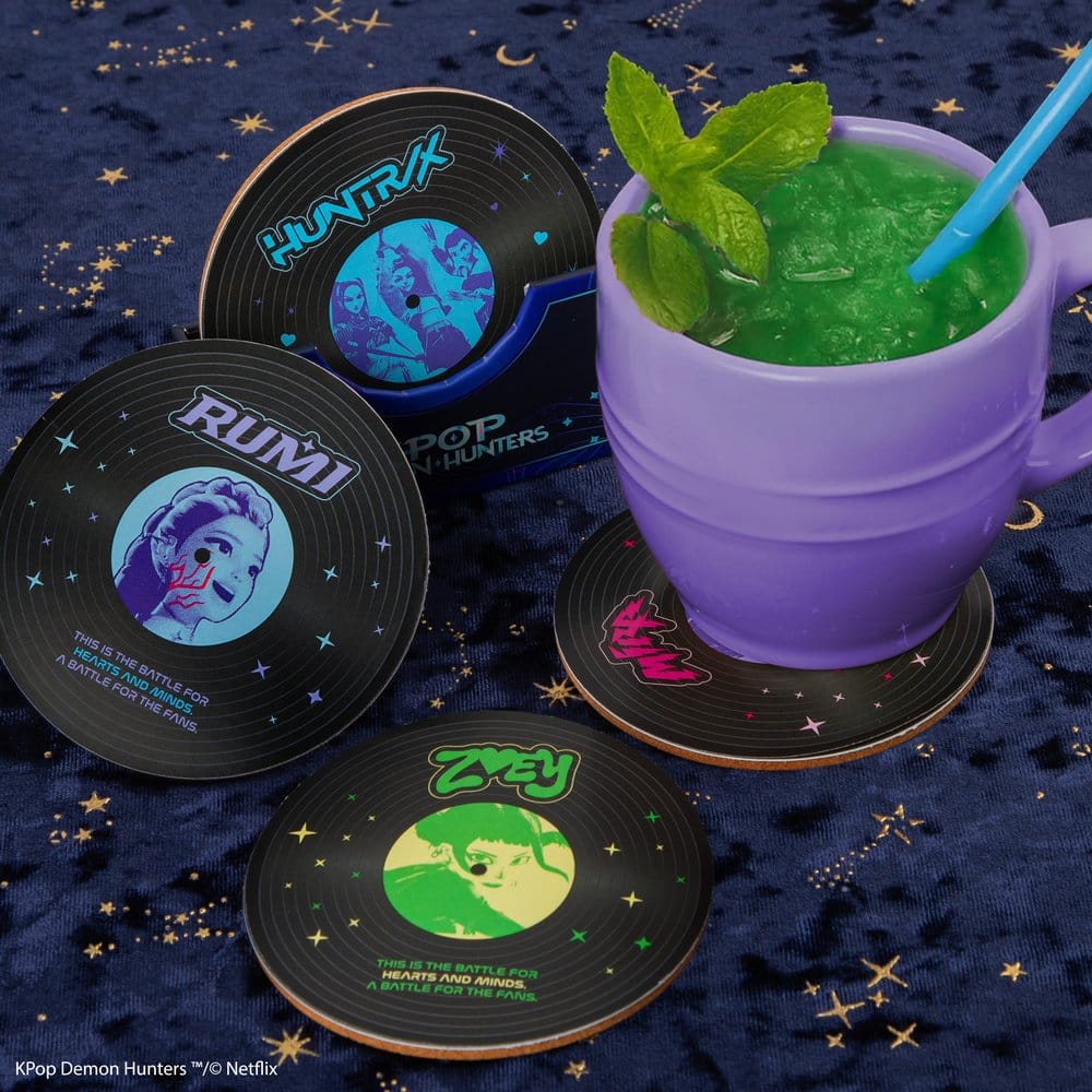 KPop Demon Hunters Set of 4 Coasters Hunters & Demons Soundtrack Cinereplicas