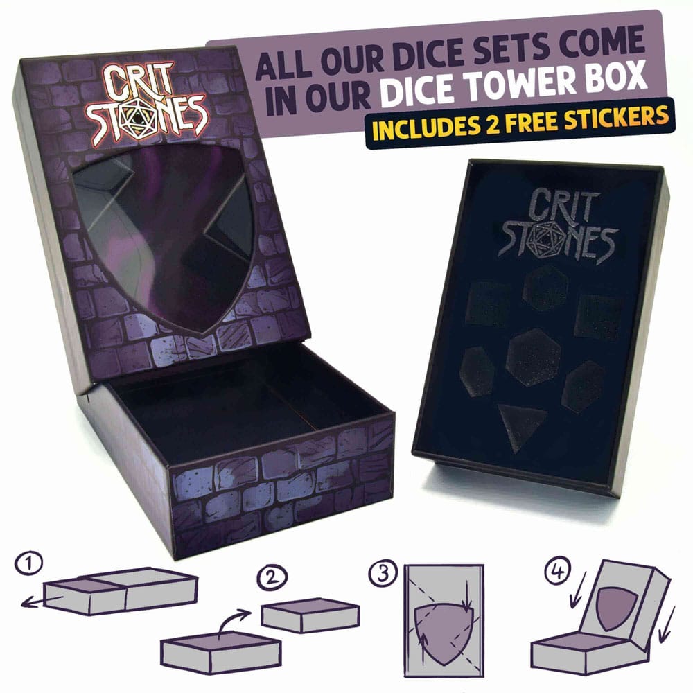 CritStones Liquid Core Dice Set Fantasia Fluid Electroplated 7 Glassstaff