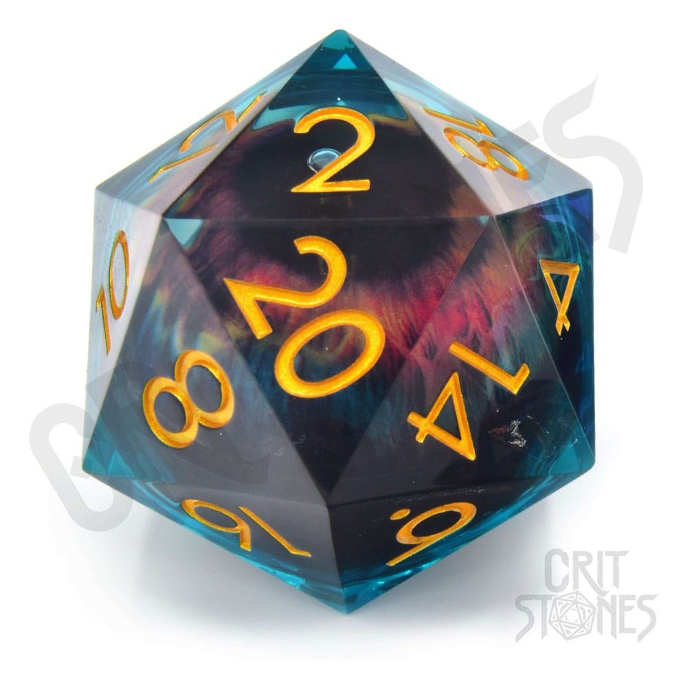 CritStones Liquid Core Dice D20 Eye of the Oracle Glassstaff