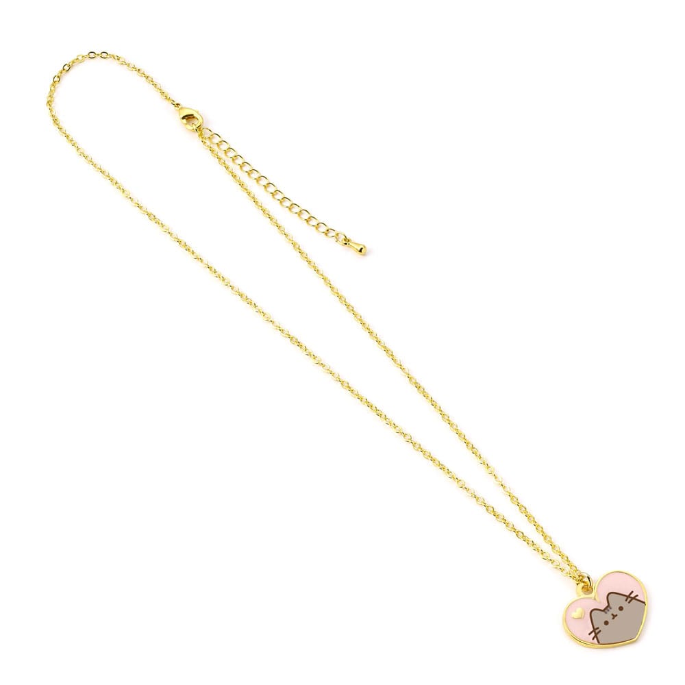 Pusheen Pendant & Necklace Pink and Gold Heart The Carat Shop