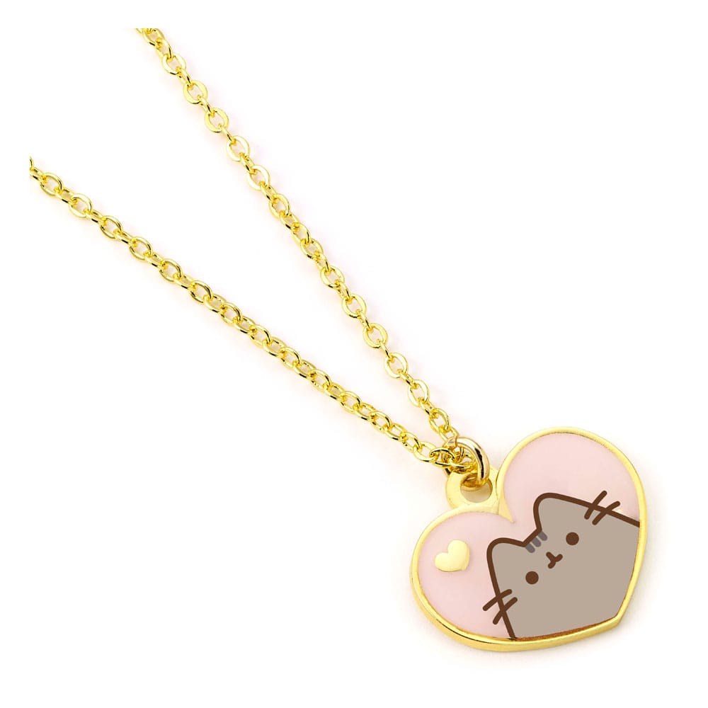 Pusheen Pendant & Necklace Pink and Gold Heart The Carat Shop