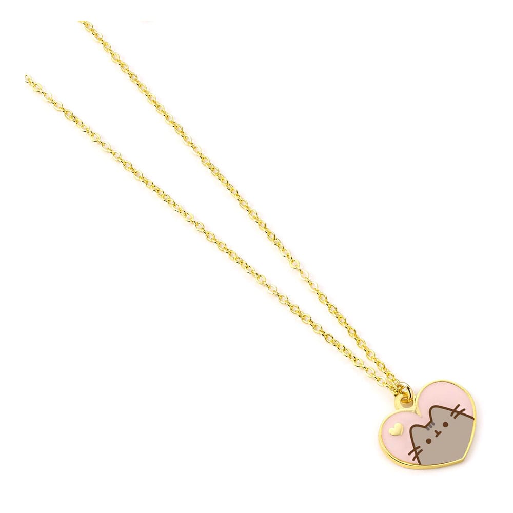 Pusheen Pendant & Necklace Pink and Gold Heart The Carat Shop