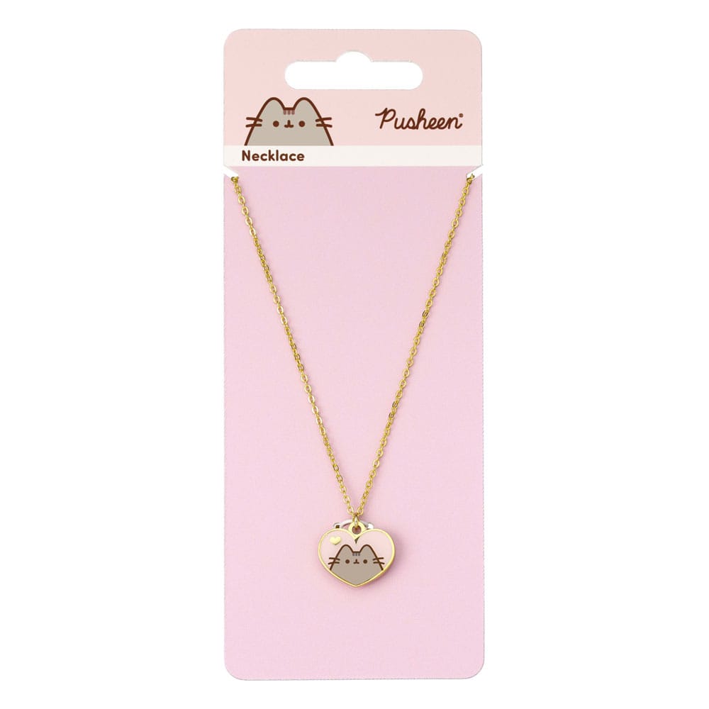Pusheen Pendant & Necklace Pink and Gold Heart The Carat Shop