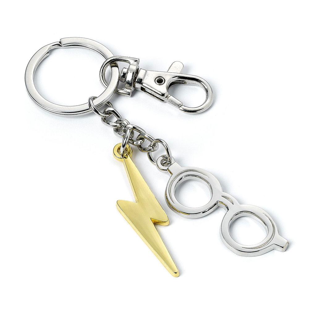 Harry Potter Keychain Lightening Bolt & Glasses silver plated The Carat Shop