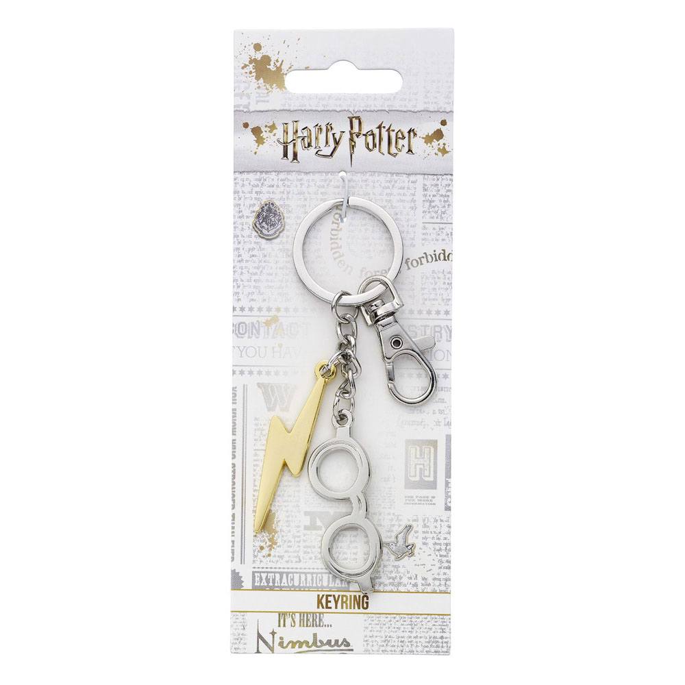 Harry Potter Keychain Lightening Bolt & Glasses silver plated The Carat Shop
