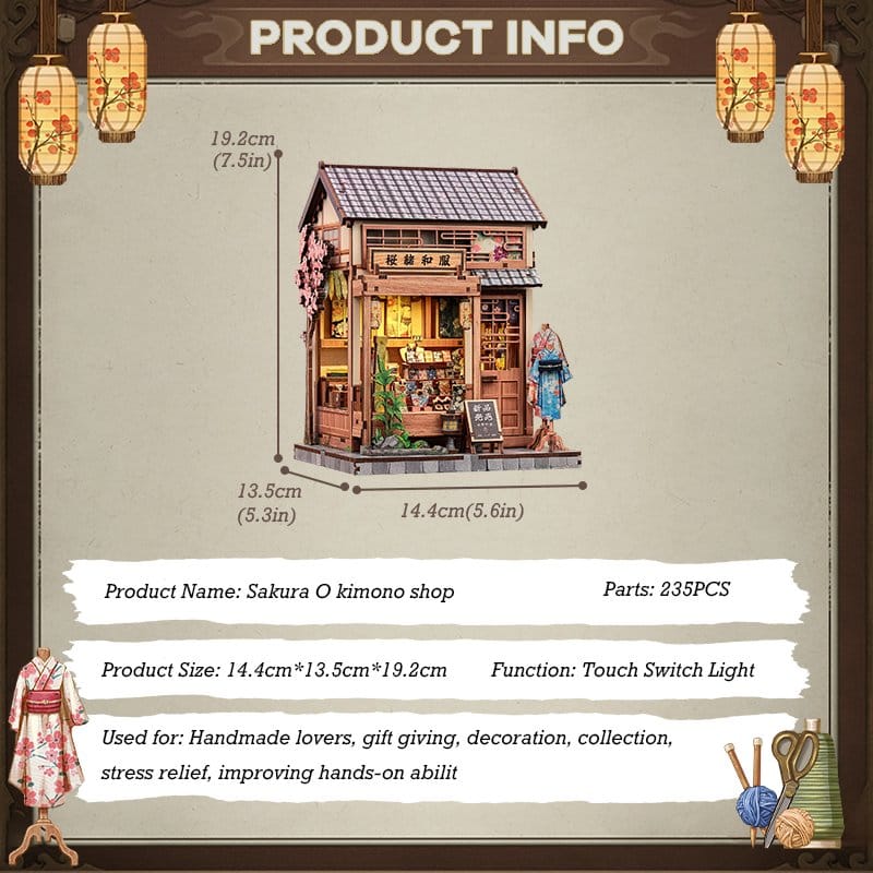 Miniature House Model Kit Sakura O Kimono Shop CuteBee