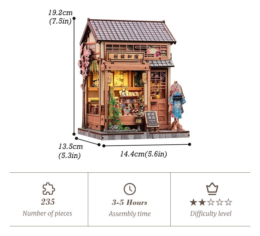 Miniature House Model Kit Sakura O Kimono Shop CuteBee