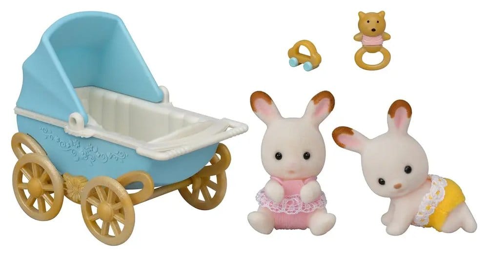 Sylvanian Families Chocolate Rabbit Twins with Stroller Set Epoch Toys