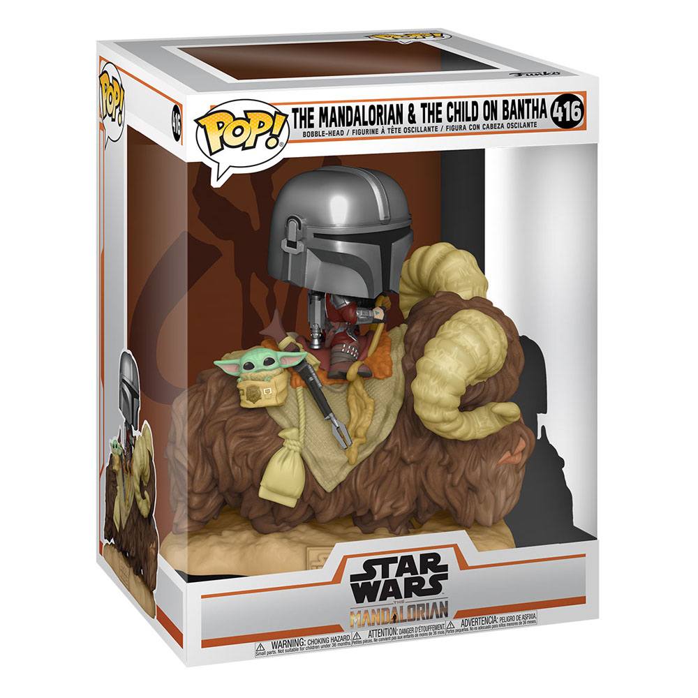 Star Wars The Mandalorian POP! Deluxe Vinyl Figure The Mandalorian on Wantha with Child in Bag Funko