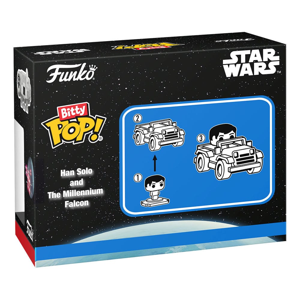 Star Wars Bitty POP! Rides Vinyl Figure Display Han Solo w/Millenium Falcon 2 Funko