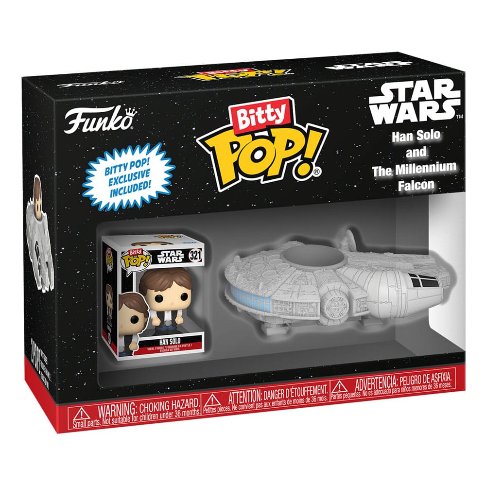 Star Wars Bitty POP! Rides Vinyl Figure Display Han Solo w/Millenium Falcon 2 Funko