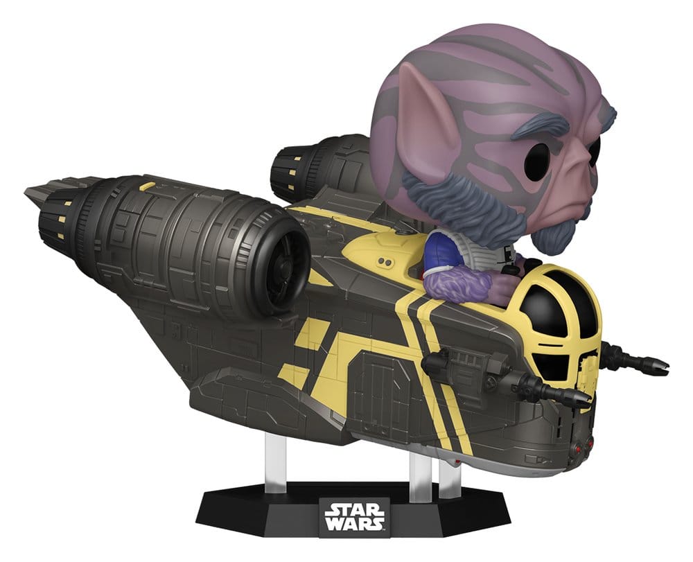 Star Wars The Mandalorian and Grogu POP! Rides Deluxe Vinyl Bobblehead Figure Zeb Orrelios in the Razor Crest Funko
