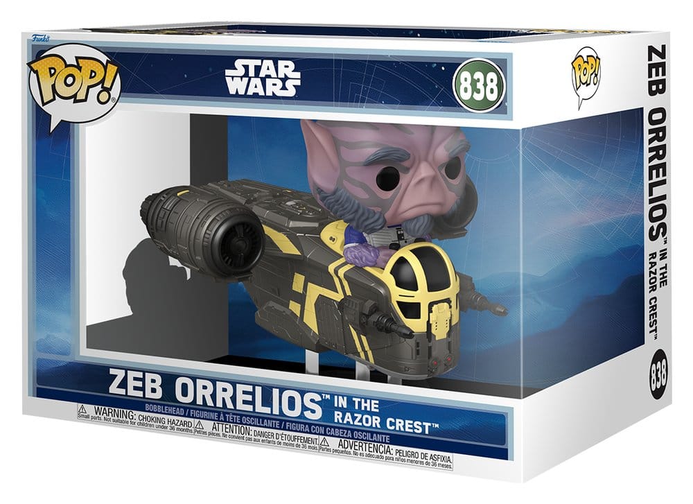 Star Wars The Mandalorian and Grogu POP! Rides Deluxe Vinyl Bobblehead Figure Zeb Orrelios in the Razor Crest Funko