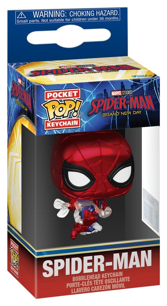 Spider-Man Brand New Day Pocket POP! Vinyl Keychains Spider-Man Metallic Display 12 Funko
