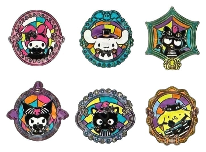 Sanrio by Loungefly Enamel Pins Blind Box Hello Kitty and Friends Halloween Stained Glass Display 12 Loungefly
